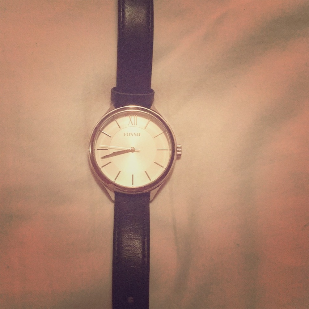 Women's Fossil Navy Blue Leather Watch